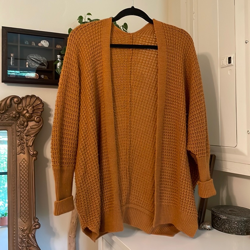Free Size Orange Knit Cardigan